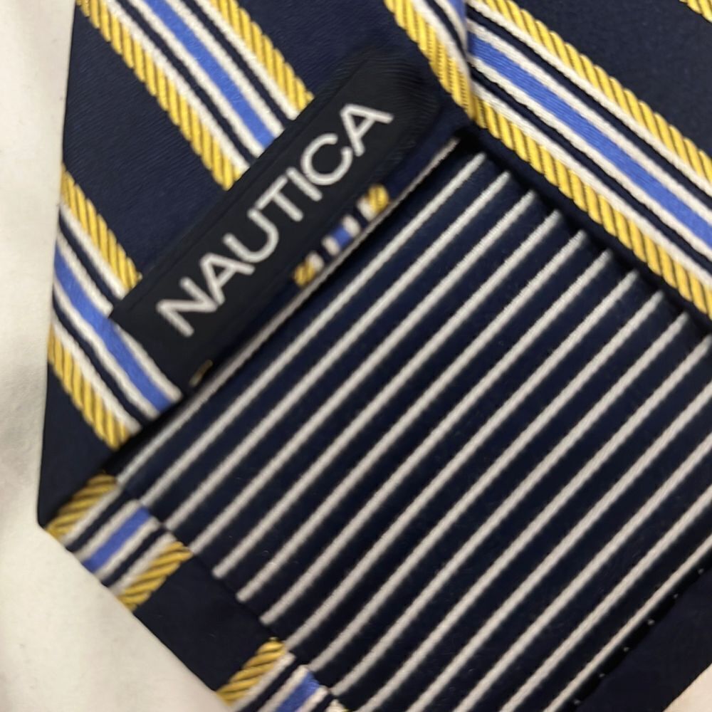 Nautica Men’s Tie - 100% Silk - blue/yellow - Picture 4 of 7
